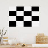 白黒のキャンバ市松模様にスプリント ポスター (キッチン)