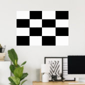 白黒のキャンバ市松模様にスプリント ポスター (ホームオフィス)