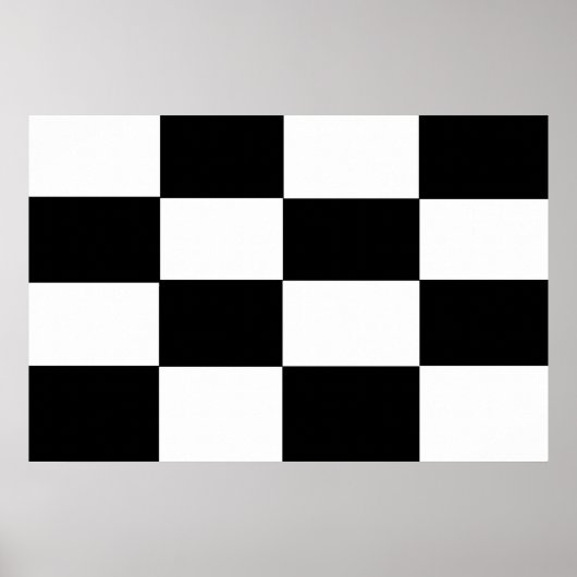 白黒のキャンバ市松模様にスプリント ポスター (正面)