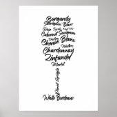 白黒のキュラシブワインタイポグラフィ2 ポスター (正面)