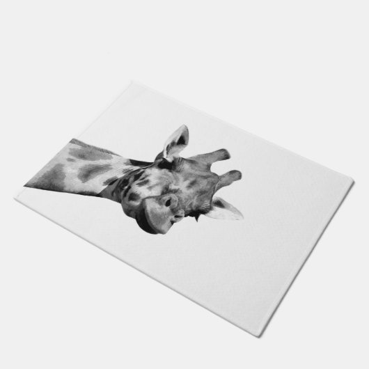 白黒のキリンのアフリカ動物のピーカーブ式写真 ドアマット (アングル)