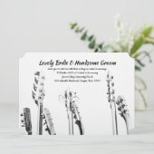 白黒のギターの音楽愛好者の結婚式招待状 招待状 (スタンド正面)