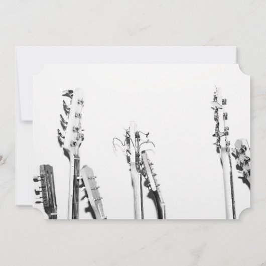 白黒のギターの音楽愛好者の結婚式招待状 招待状 (裏面)