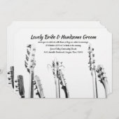 白黒のギターの音楽愛好者の結婚式招待状 招待状 (正面/裏面)