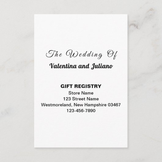 白黒のギフト結婚登録ポートレート エンクロージャーカード (正面)