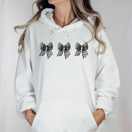 白黒のギンガムが弓をチェック パーカ