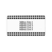 白黒のギンガムチェックの格子模様 ラベル (正面)