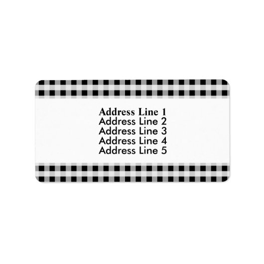 白黒のギンガムチェックの格子模様 ラベル (正面)