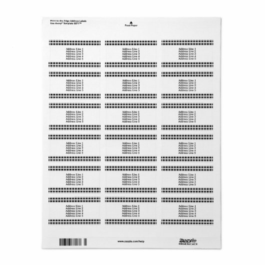 白黒のギンガムチェックの格子模様 ラベル (フルシート)