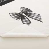 白黒のギンガムチェック弓 シェルパブランケット (3/4)