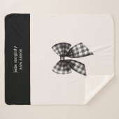 白黒のギンガムチェック弓 シェルパブランケット (正面(横))