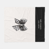 白黒のギンガムチェック弓 フリースブランケット (正面(横))