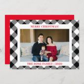 白黒のギンガムチェック格子縞の写真 シーズンカード (正面/裏面)