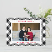 白黒のギンガムチェック格子縞の写真 シーズンカード (スタンド正面)