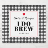 白黒のギンガムパターン私がBrew 結婚's ビールラベル (シングルラベル)