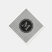 白黒のギンガム、あなたのモノグラム スタンダードカクテルナプキン (角)