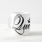 白黒のクイーンコーヒーマグ コーヒーマグカップ (正面左)