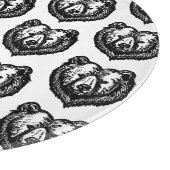 白黒のクマの顔の墨絵 カッティングボード (角)