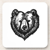 白黒のクマの顔の墨絵