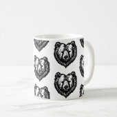 白黒のクマの顔の墨絵 コーヒーマグカップ (正面右)