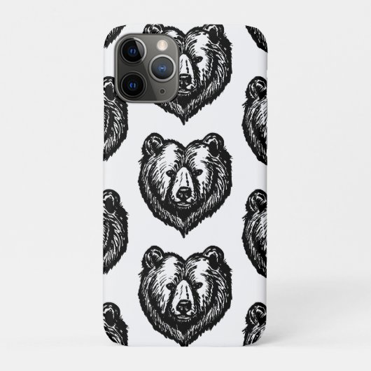 白黒のクマの顔の墨絵 Case-Mate iPhoneケース (裏)