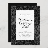 白黒のクモの巣ハロウィーンボール招待状 招待状 (正面/裏面)