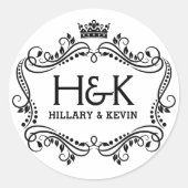 白黒のクラウンとフローラ枠 ラウンドシール (正面)