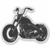 白黒のクラシッククルーザーバイクベクターアート シール (正面)
