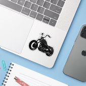 白黒のクラシッククルーザーバイクベクターアート シール (ノートパソコンとiPhone)