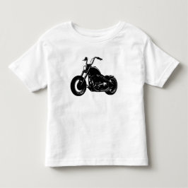 白黒のクラシッククルーザーバイクベクターアート トドラーTシャツ