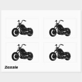 白黒のクラシッククルーザーバイクベクターアート 長方形シール (シート)