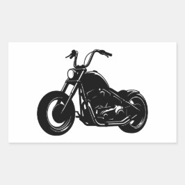 白黒のクラシッククルーザーバイクベクターアート 長方形シール