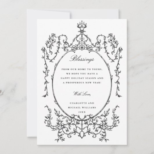 白黒のクラシックヴィンテージ枠の写真 シーズンカード (正面)