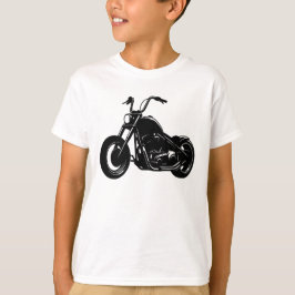 白黒のクラシック・クルーザーバイク ベクターアート Tシャツ