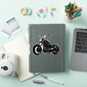白黒のクラシック・クルーザー・バイク ベクターアート シール (iPadカバー)