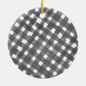 白黒のクリスマスカード セラミックオーナメント (裏面)