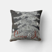 白黒のクリスマスコンテンポラリーの木 クッション (裏面)