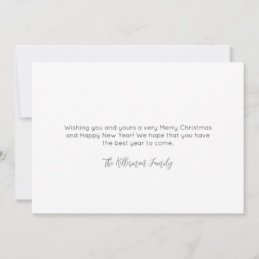 白黒のクリスマスシンプルにメリークリスマス シーズンカード (裏面)