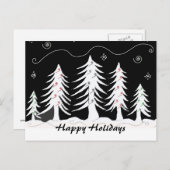 白黒のクリスマスシーン シーズンポストカード (正面/裏面)