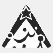 白黒のクリスマススター 三角形シール (正面)