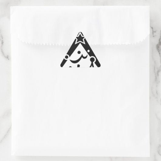 白黒のクリスマススター 三角形シール (バッグ)