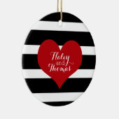 白黒のクリスマスストライプの装飾品 セラミックオーナメント (右)