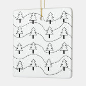 白黒のクリスマスストライプツリー セラミックオーナメント (左)