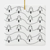 白黒のクリスマスストライプツリー セラミックオーナメント (裏面)
