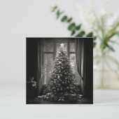 白黒のクリスマスツリーのホリデーカード シーズンカード (スタンド正面)