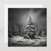 白黒のクリスマスツリーのホリデーカード シーズンカード (正面/裏面)