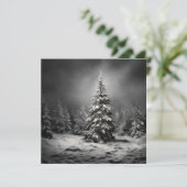 白黒のクリスマスツリーのホリデーカード シーズンカード (スタンド正面)