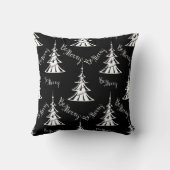 白黒のクリスマスツリーコンテンポラリー クッション (裏面)