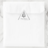 白黒のクリスマスツリーパーソナライズされた 三角形シール (バッグ)