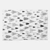 白黒のクリスマスツリー キッチンタオル (横)